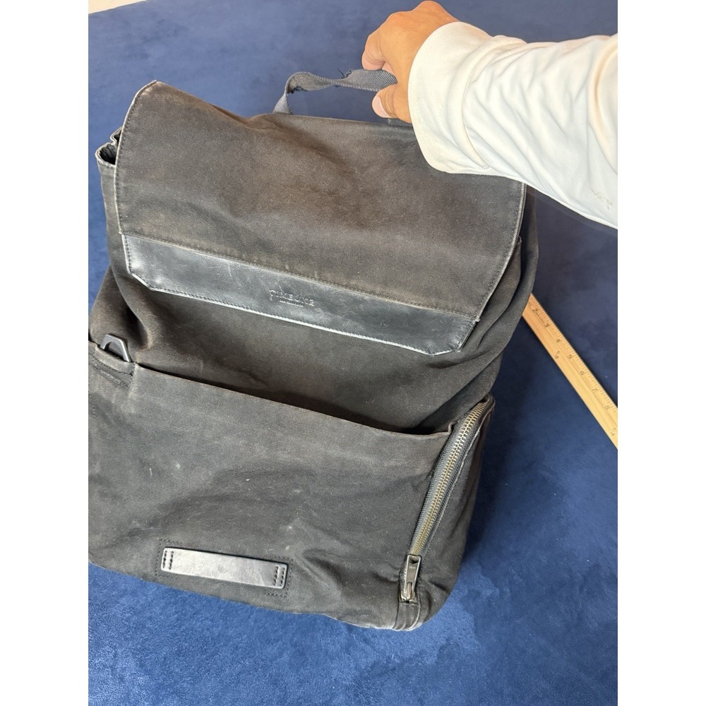 Timbuk2 Foundry Pack Backpack Black Canvas Leather Trim Laptop Bag